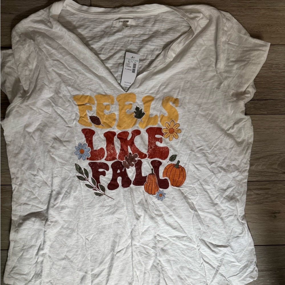 Women's White Graphic Tee - Feels Like Fall